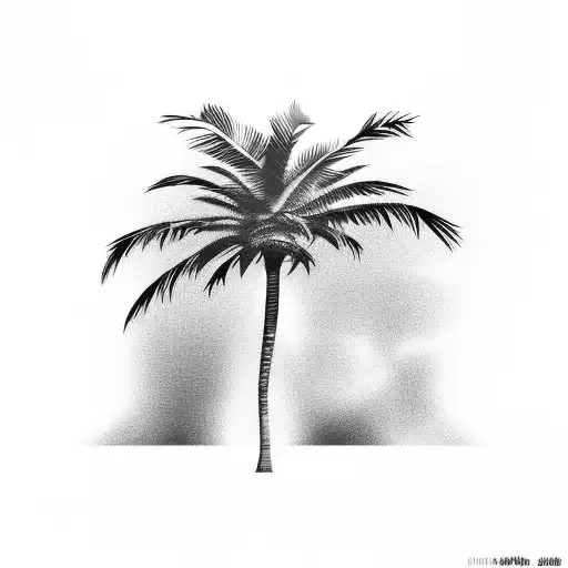 Palm Tree With A Dark Urban Background