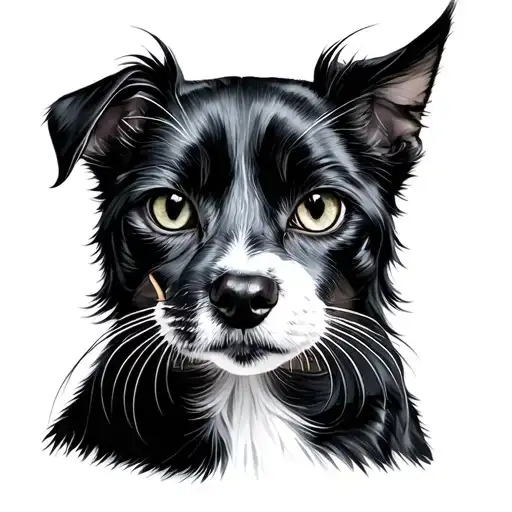 Black Dog And Cat Portret