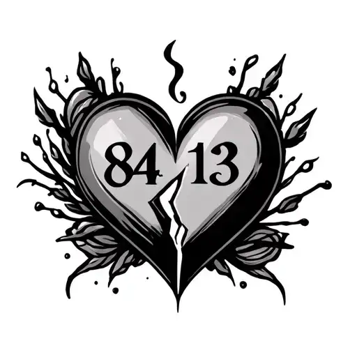 Broken Heart With 84 And 13 Written In It