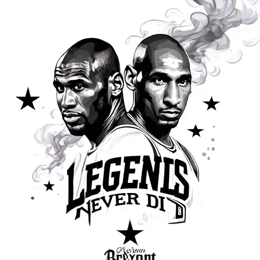 Michael Jordan And Kobe Bryant Portrait With Stars And Smoke With The Words Legends Never Die