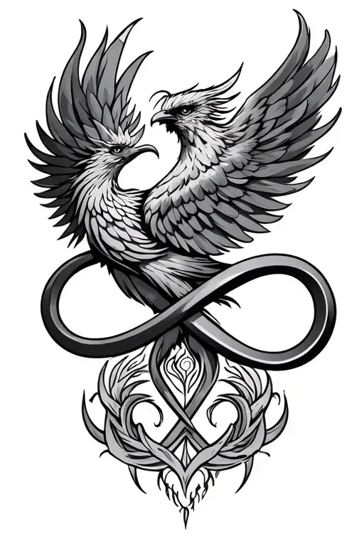 Phoenix With Infinity Symbol And Strength