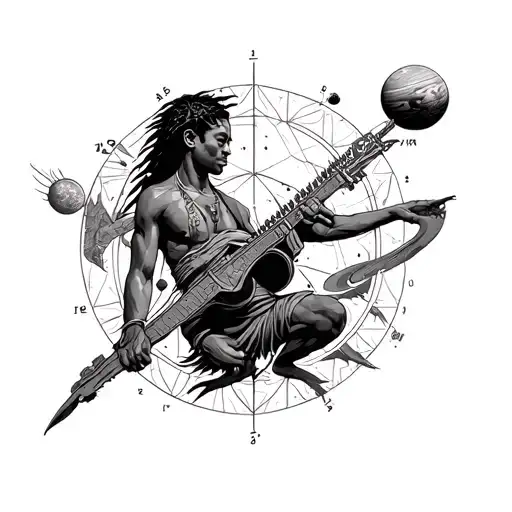 A Filipino Aeta In A Goemetric Setting Indicating Fiercy Dragoons And Solar System