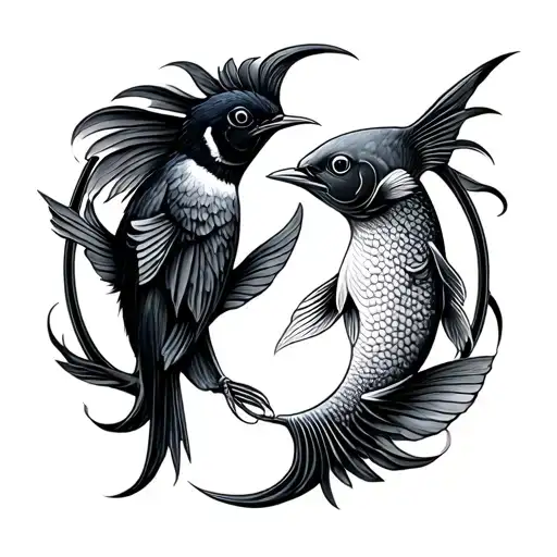 Bird And Fish In Yin Yang Position