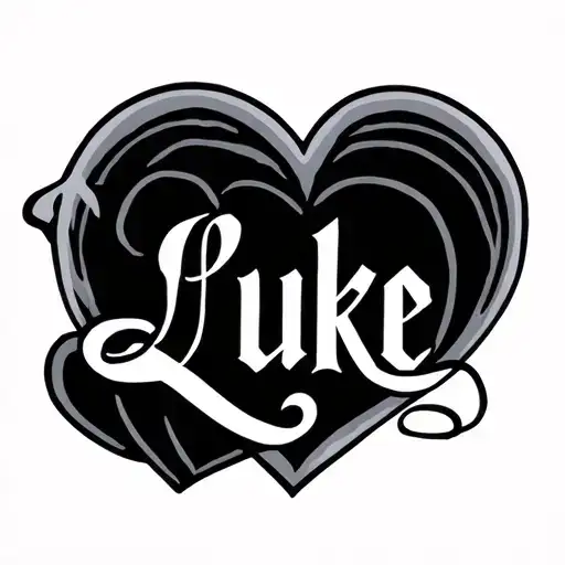 The Name Luke In Script With A Heart