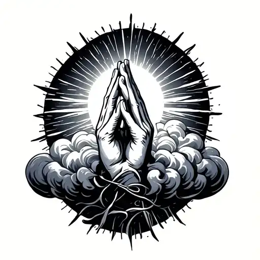 Praying Hands Cloud And Sun Above It