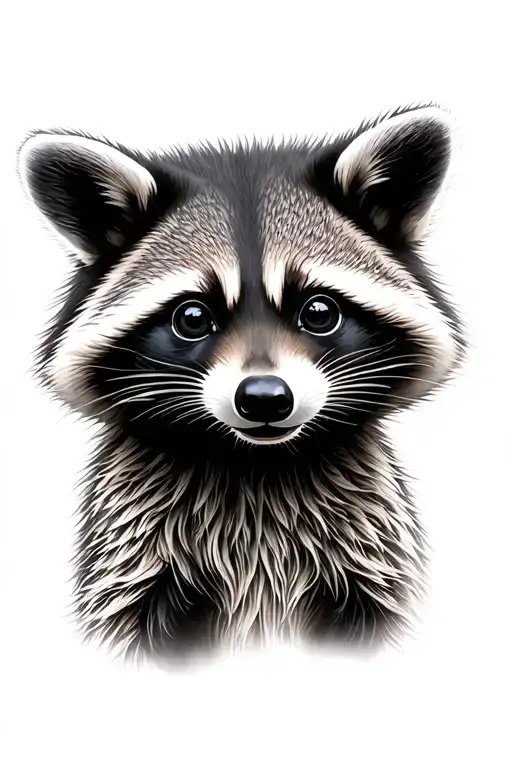 Raccoon Realistic Black And Grey