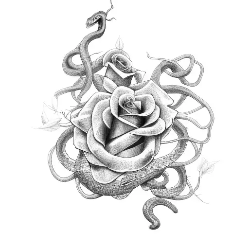 Snake With Rose Vines Wrapped Around Arm