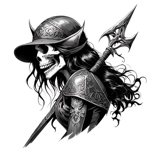 Gothic Woman Skeleton Fierce Viking Warrior