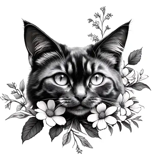 Cat Made With Flowers