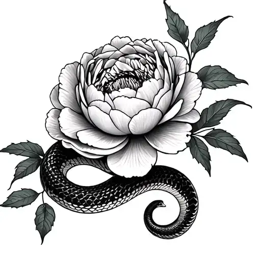Peonies And Snake