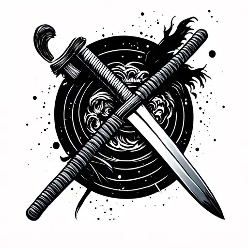 Samurai Sword With Brush Minimal