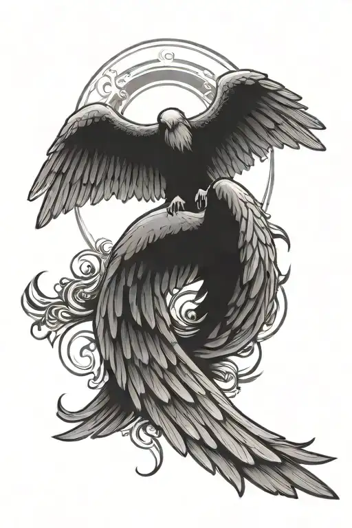 Rounded Angel Wings With A Halo Symbolizing