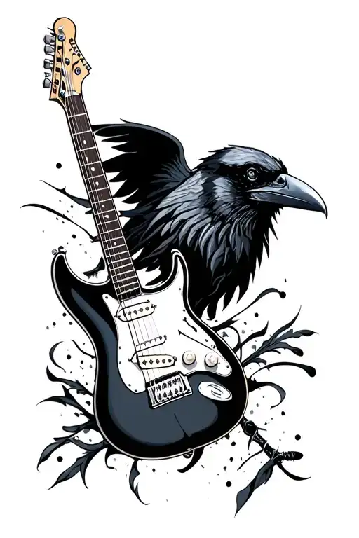 Raven And Electric Guitar