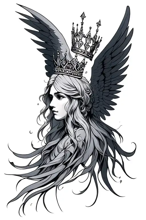 Crown And Angel Wings Made With Center Sangi