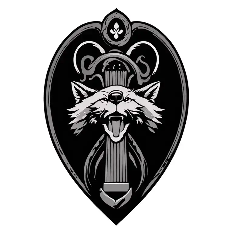 Irish Harp Ocean Cliff Wolf Howling