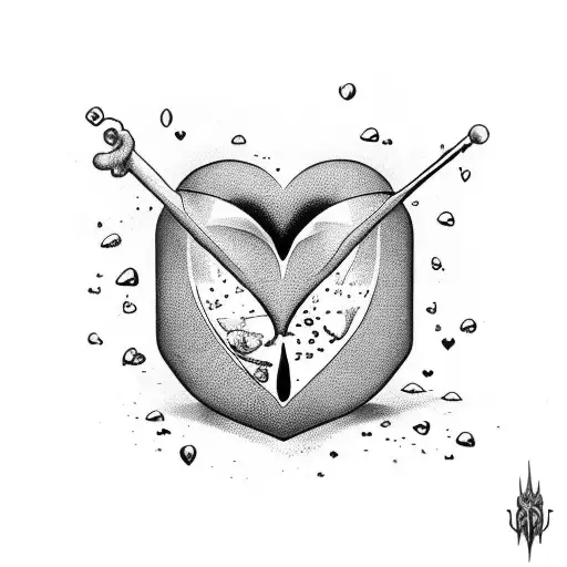 Hourglass With A Heart Inside Of It Dripping Blood Instead Of Sand