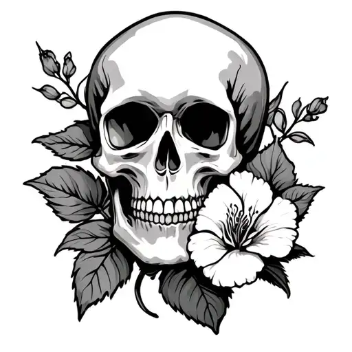 Skull And Sweetpea Flower