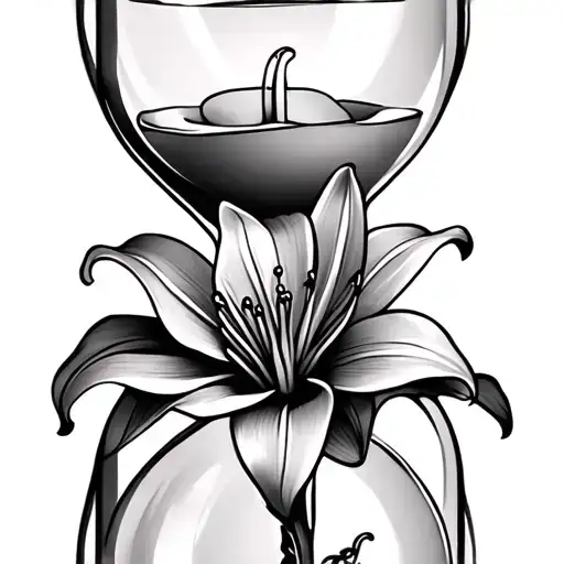 Hourglass With Lily Flower