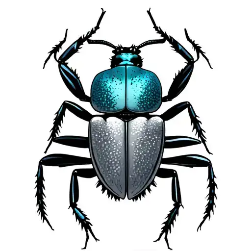 Goliath Beetle Ornamental Black White Gray Turquoise