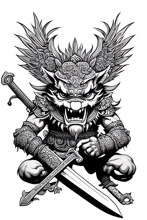Indonesian Barong Ragdah With Sword