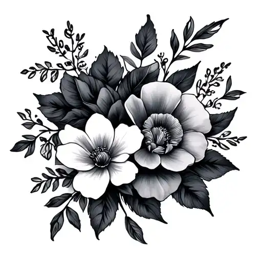 Floral Tattoo For Sisters