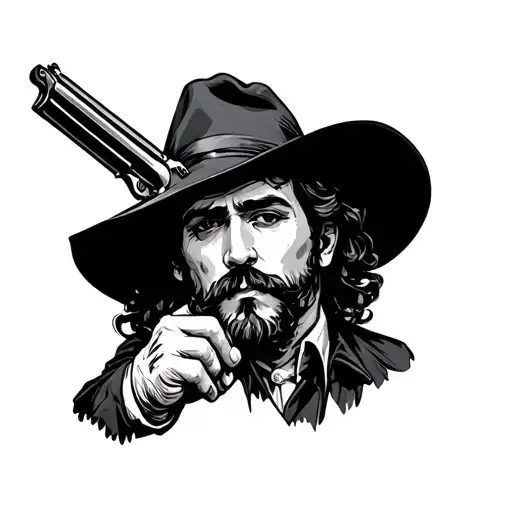 Benjamin Frany With Hat And Holding A Gun