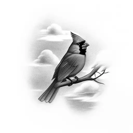 Cardinal To Represent My Grandma Passing With Clouds