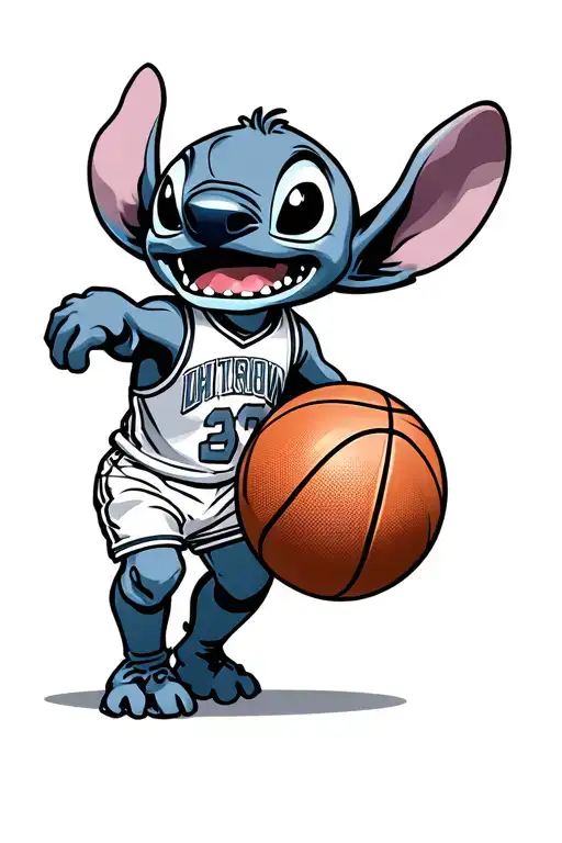 Stitch With Basketball And Football