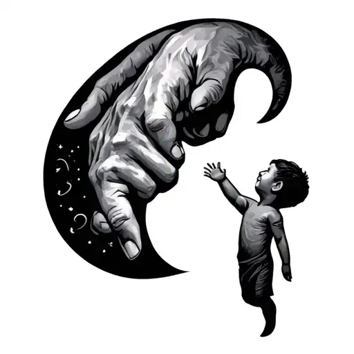 Semicolon Made Of A Father And Son Holding Hands