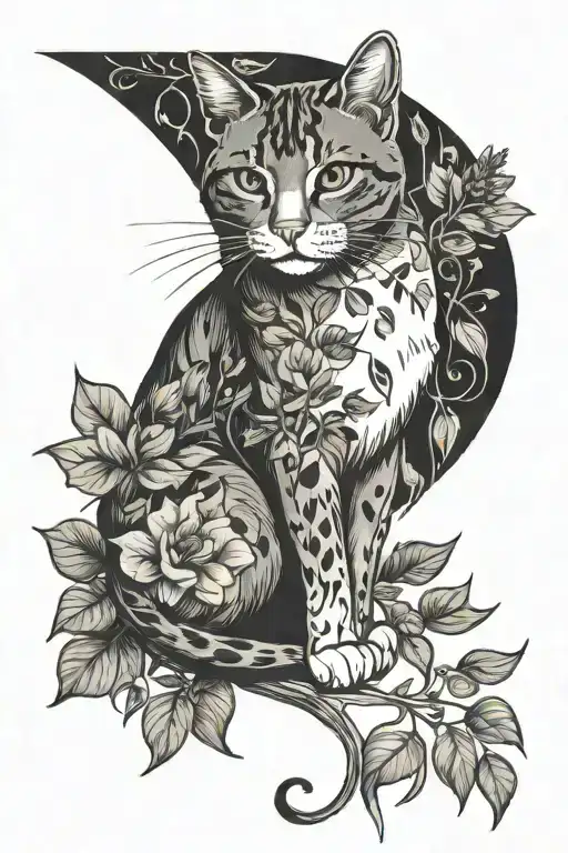 Cat And Plant Growing Together