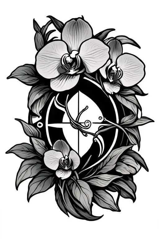 Sagitarrius Sign With Orchid