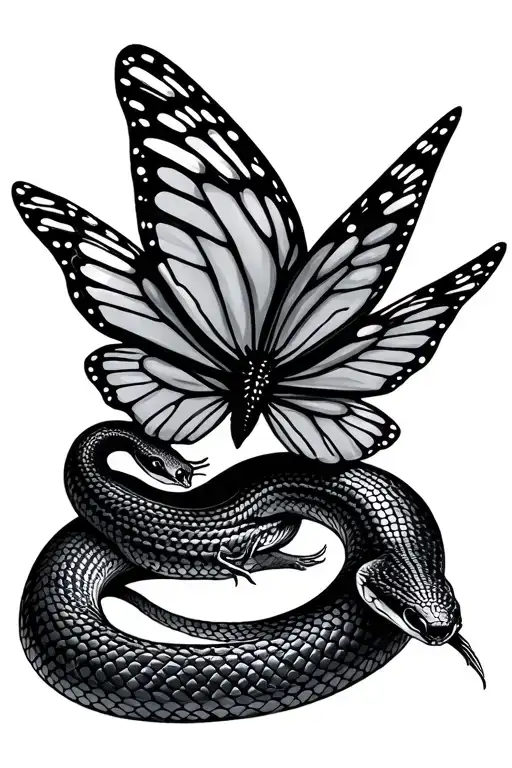 Snake With Open Butterfly Wings