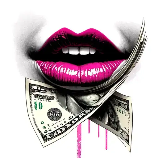 Pink Lips With Money