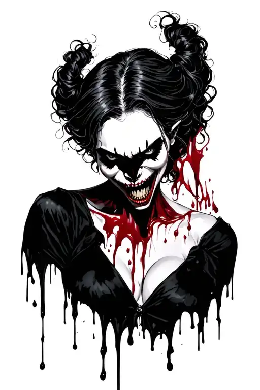 Bloody Female Vampire About To Bite