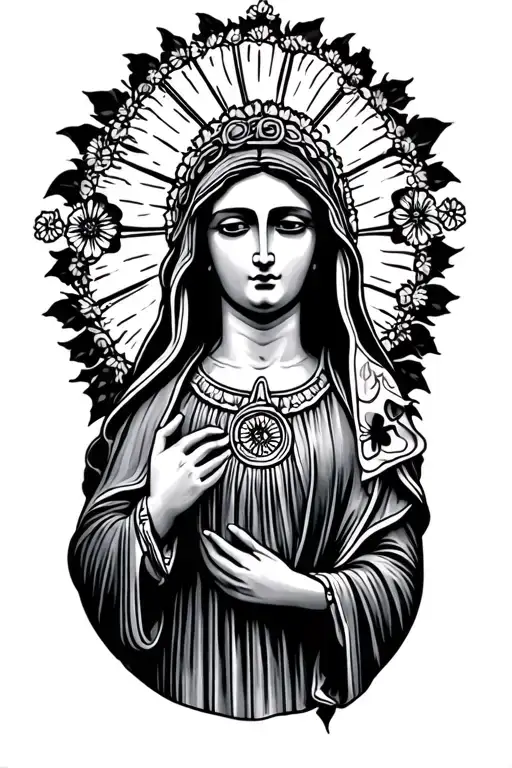 Virgin De Guadalupe Surrounded By A Vibrant