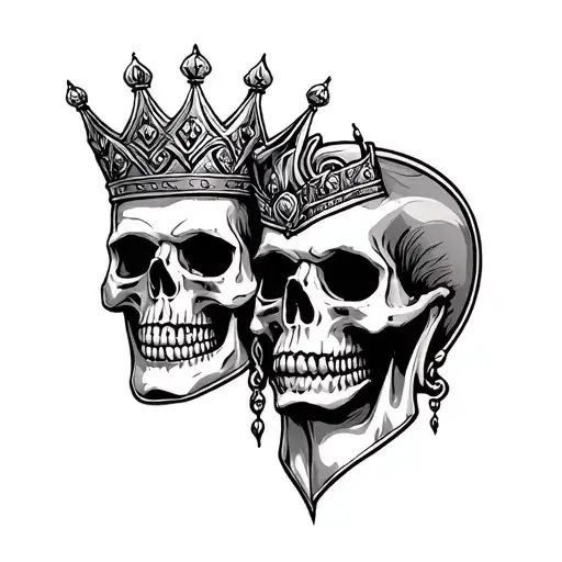 King And Queen Skull Face