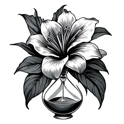 Hourglass With Lily Flower