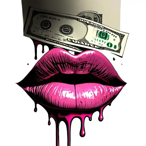 Pink Dripping Lips With Money