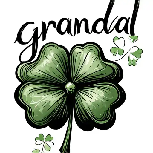 Fineline Tattoo Of Shamrock With Gramda Written On It