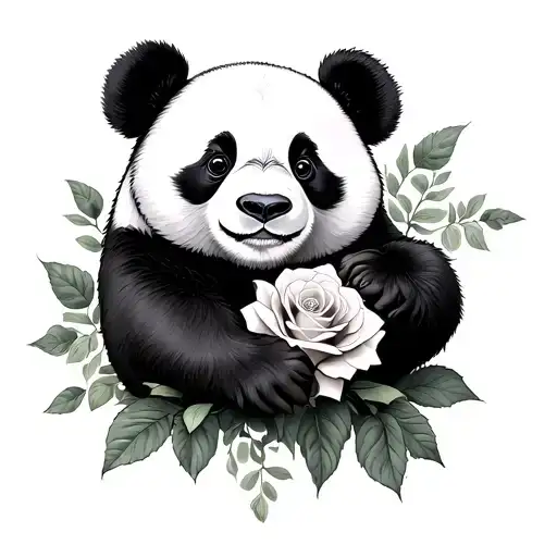 Full Body Panda And Rose