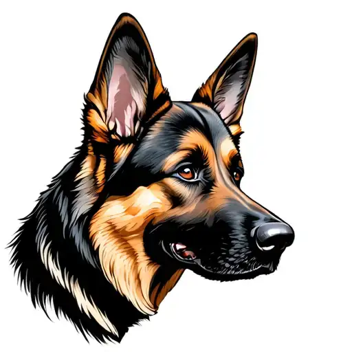 German Shepherd Ears Flopped Line Art Tattoo Just Show The Ears