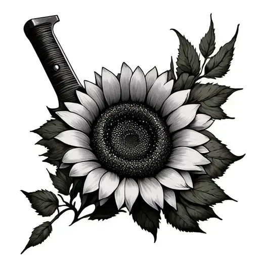 Mirror With Sunflower With A Machete