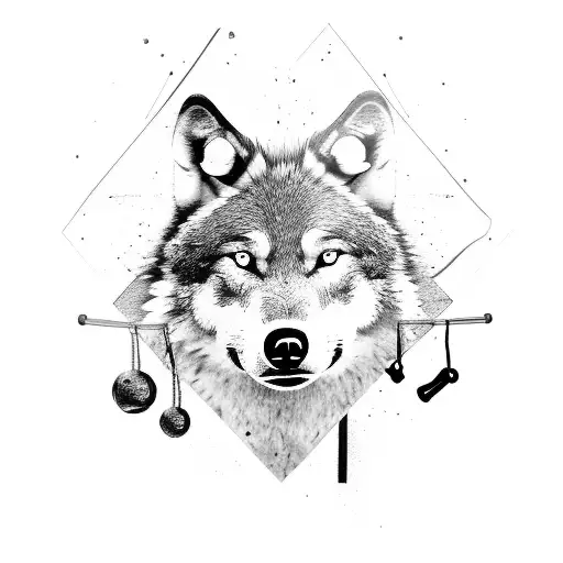 A Wolf Silhouette Made Up Of Various Workout Equipment