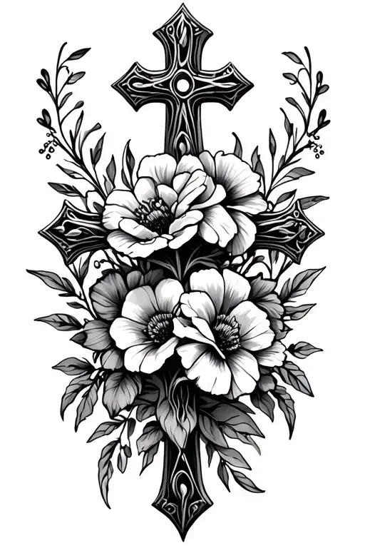 Western Rustic Flowers And Cross