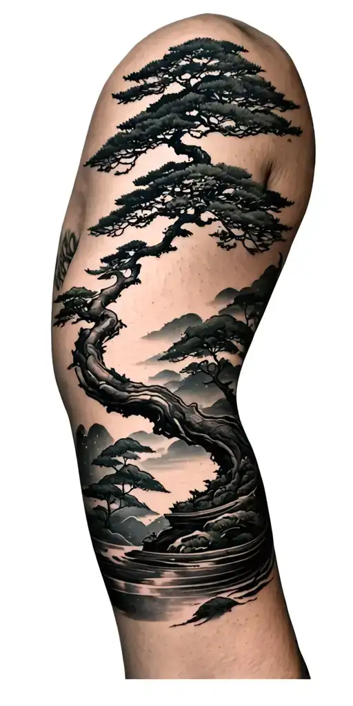 Bonsai Tree Down The Arm Wrap Around The Wrist