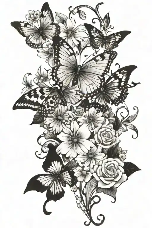 Butterflies Dragon Flies Flowers Vines