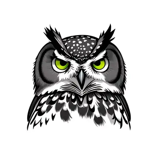 Snowy Owl Glare Hazel Green Eyes