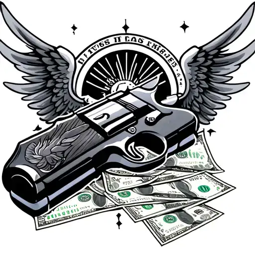 Angle Wings Spread Wide With Money Gun
