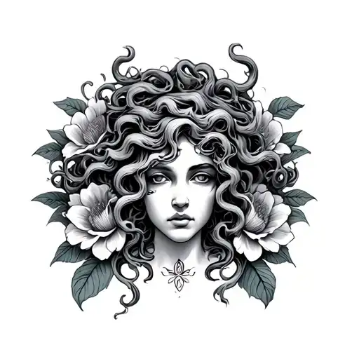 Medusa Surround By Flowers