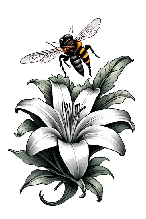 Lily Flower And Bee